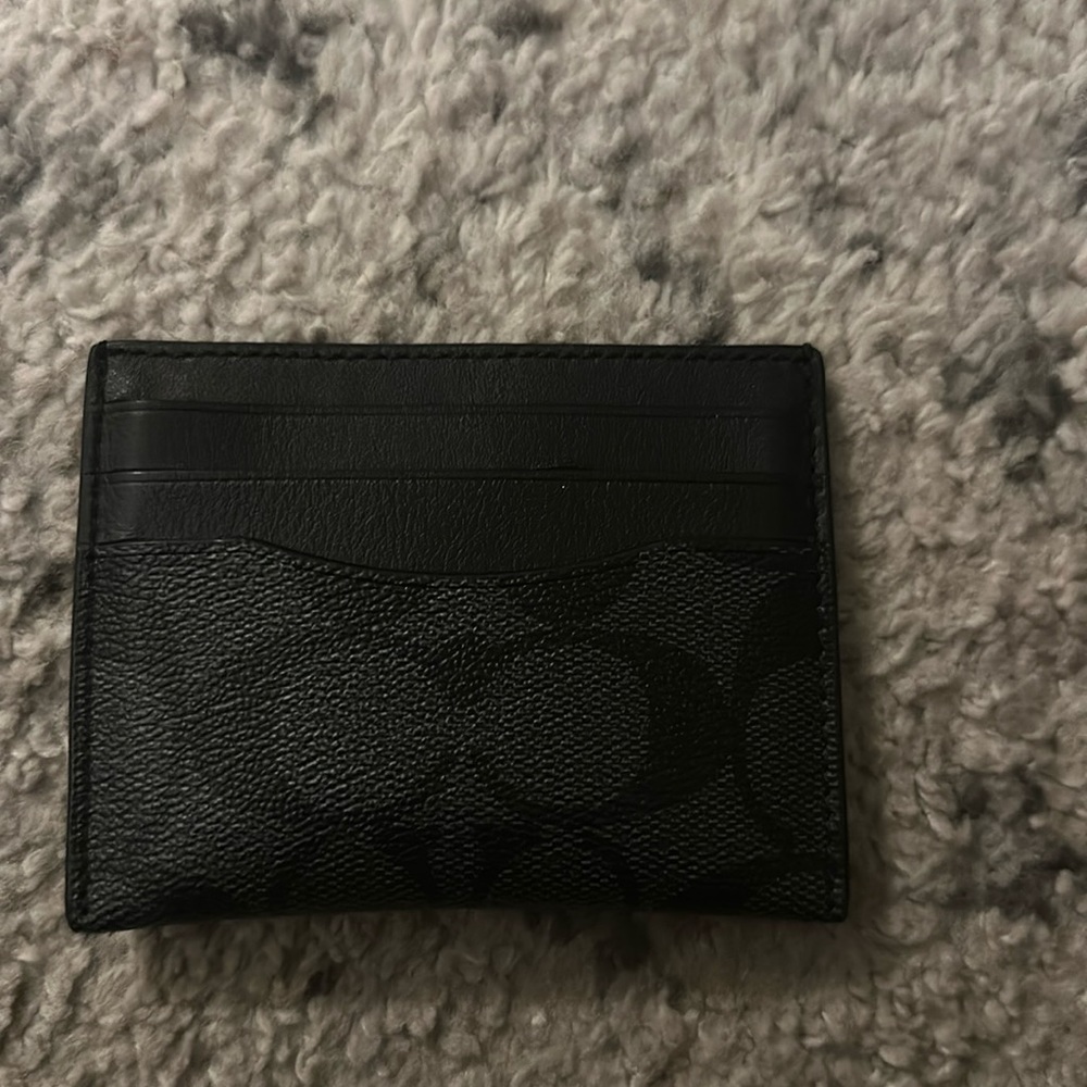 Coach Slim Id Card Case In Signature Canvas Charcoal Black